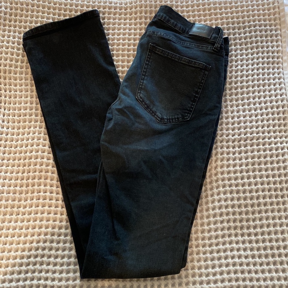 BDG Urban Outfitters Black Denim Midrise Stovepipe Stretch Jeans Size 27 W 33 L